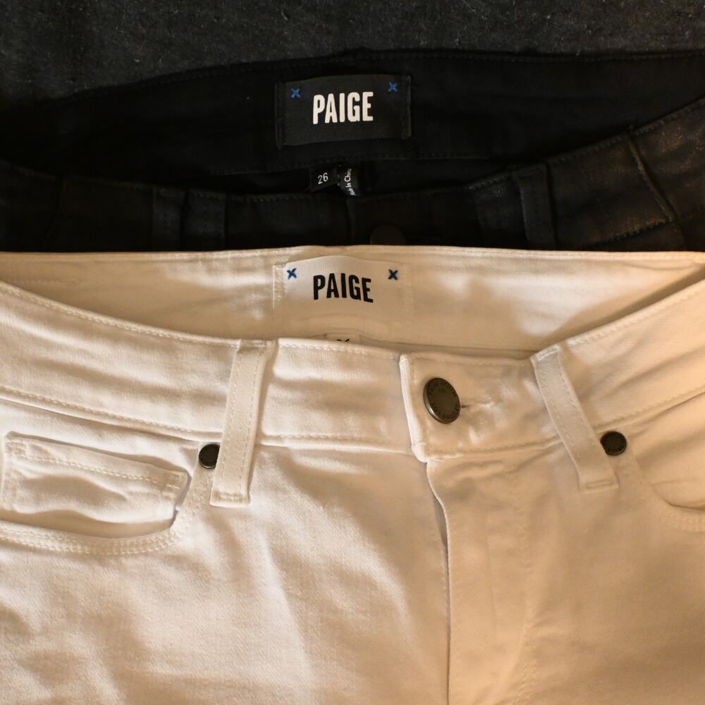 Lot of 2 Paige Women's 26 Pants - Black Mayslie Jogger/White Verdugo Crop Jeans